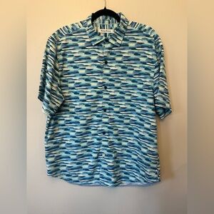Tommy Bahama Azul Lagoon IslandZone Blue Button up Short Sleeve Size L